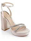 JEWEL BADGLEY MISCHKA ROCHEL WOMENS SATIN PLATFORM SANDALS