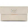 Jewel Badgley Mischka Sarah Envelope Clutch With Crystal Brooch In Gold
