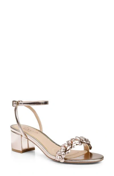 Jewel Badgley Mischka Sawyer Ankle Strap Sandal In Rose Gold Metallic