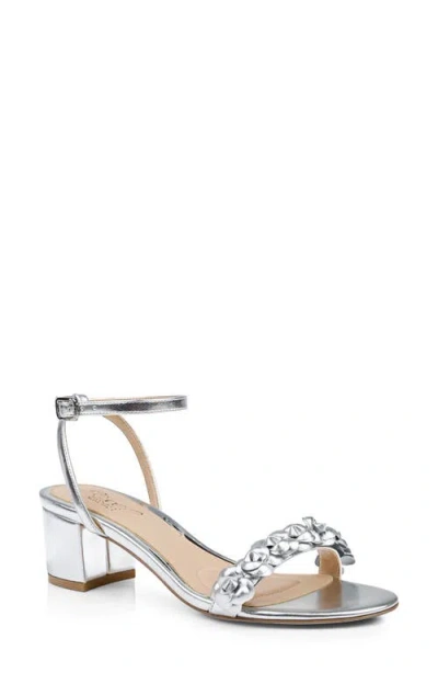 Jewel Badgley Mischka Sawyer Ankle Strap Sandal In Silver Metallic
