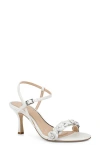 Jewel Badgley Mischka Saylor Ankle Strap Sandal In White Metallic Leather