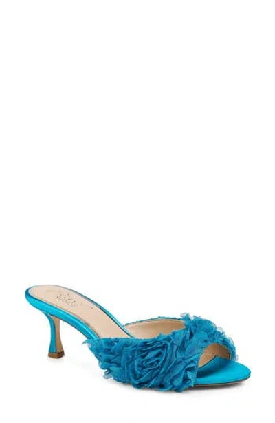 Jewel Badgley Mischka Scarlet Mesh Flower Sandal In Blue