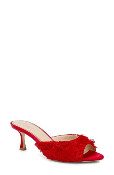 Jewel Badgley Mischka Scarlet Mesh Flower Sandal In Red