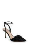Jewel Badgley Mischka Shannon Pointed Toe Ankle Strap Pump In Black Chiffon