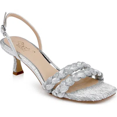 Jewel Badgley Mischka Sharon Slingback Sandal In Silver Fabric