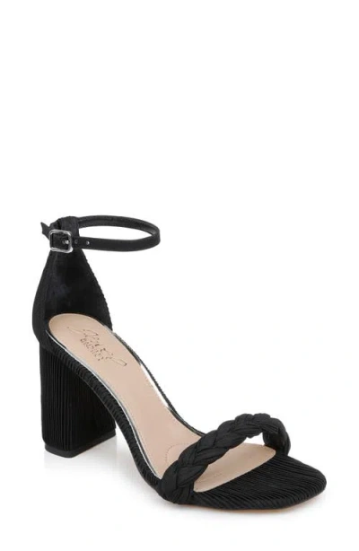 Jewel Badgley Mischka Shea Ankle Strap Sandal In Black Fabric