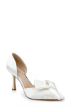 Jewel Badgley Mischka Women's Sidney Slip On Evening Bow Pumps In Ivory Satin