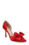 Jewel Badgley Mischka Women's Sidney Slip On Evening Bow Pumps In Red Satin