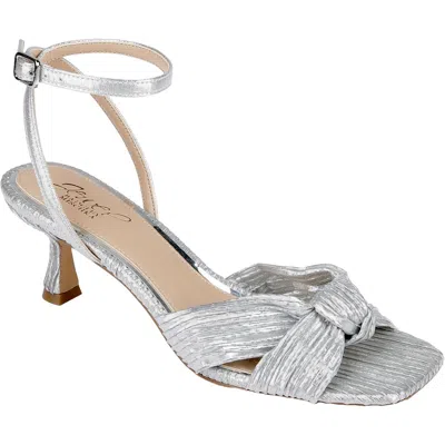 Jewel Badgley Mischka Silfab Womens Bow Manmade Ankle Strap In Silver
