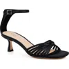 Jewel Badgley Mischka Silvia Ankle Strap Sandal In Black Satin