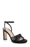 Jewel Badgley Mischka Skylar Ankle Strap Sandal In Black Satin