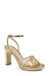 Jewel Badgley Mischka Skylar Ankle Strap Sandal In Gold Metallic Leather