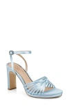 Jewel Badgley Mischka Skylar Ankle Strap Sandal In Sky Blue Satin