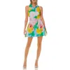 Jewel Badgley Mischka Sleeveless Mini Shirtdress In Green Multi