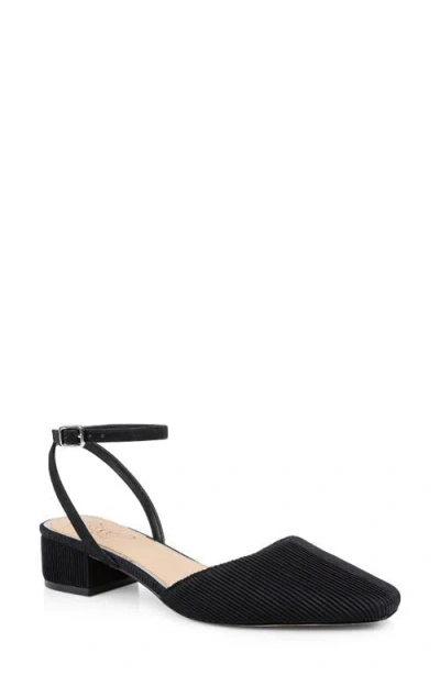 Jewel Badgley Mischka Stacy Ankle Strap Pump In Black Fabric