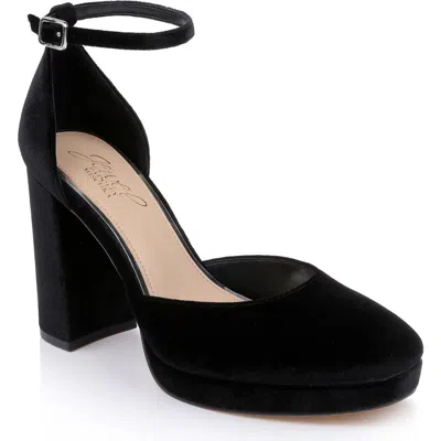 Jewel Badgley Mischka Stephanie Ankle Strap Platform Pump In Black