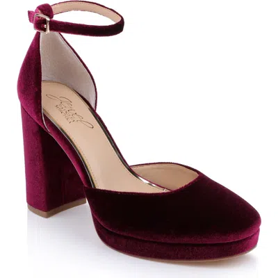 Jewel Badgley Mischka Stephanie Ankle Strap Platform Pump In Burgundy