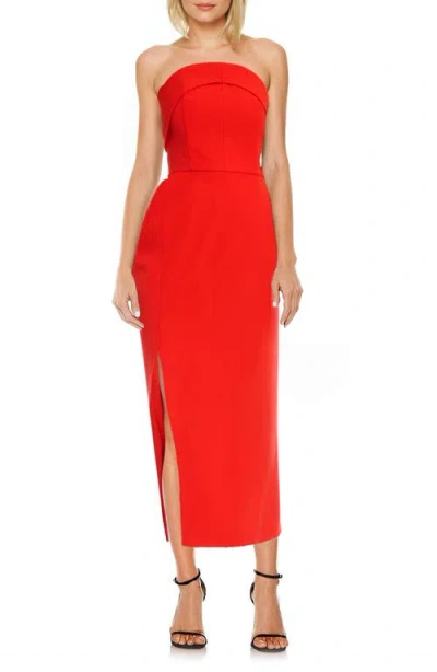 Jewel Badgley Mischka Strapless Column Cocktail Dress In Poppy