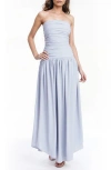 Jewel Badgley Mischka Strapless Drop Waist Maxi Dress
