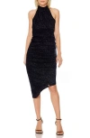 Jewel Badgley Mischka Stretch Lace Asymmetric Body-con Cocktail Dress In Black