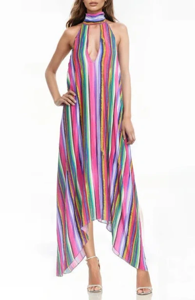 Jewel Badgley Mischka Stripe Shark-bite Hem Sundress