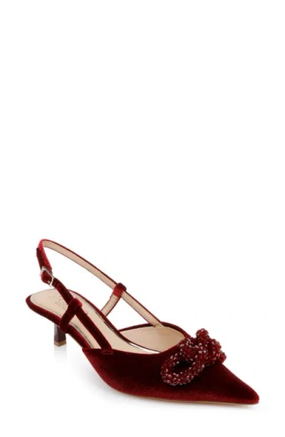 Jewel Badgley Mischka Women's Tabitha Ornamented Slingback Pumps In Bordeaux Velvet