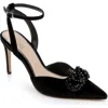 Jewel Badgley Mischka Tailynn Womens Jeweled Manmade Ankle Strap In Black Velvet