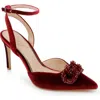 Jewel Badgley Mischka Women's Tailynn Ornamented Ankle Strap Pumps In Bordo Velvet