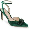 Jewel Badgley Mischka Yanna Pointed Toe Pump In Dark Green