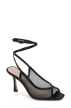 Jewel Badgley Mischka Tamera Ankle Strap Sandal In Black Mesh