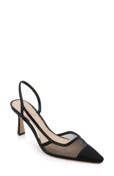 Jewel Badgley Mischka Tammy Slingback Half D'orsay Cap Toe Pump In Black Mesh