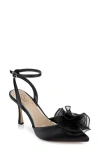 Jewel Badgley Mischka Women's Taylee Ankle Strap Flower Pumps In Black Satin