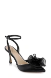 Jewel Badgley Mischka Women's Taylee Ankle Strap Flower Pumps In Black Satin