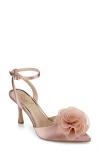 Jewel Badgley Mischka Women's Taylee Ankle Strap Flower Pumps In Blush Satin