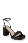 Jewel Badgley Mischka Teddi Womens Embellished Textured Block Heels In Black Satin