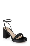 Jewel Badgley Mischka Teddi Womens Embellished Textured Block Heels In Black Satin