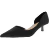 Jewel Badgley Mischka Teegan Womens Embellished Manmade Kitten Heels In Black Satin