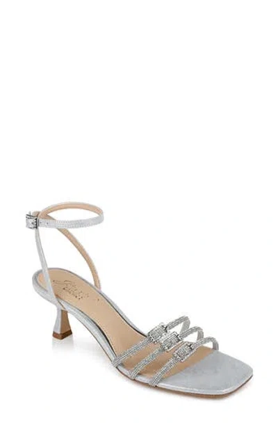 Jewel Badgley Mischka Tesslynn Embellished Ankle Strap Sandal In Silver