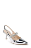 Jewel Badgley Mischka Tierneysildis` Womens Jeweled Manmade Slingback Heels In Silver Disco