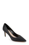 Jewel Badgley Mischka Tyanna Embellished Pointed Toe Pump In Black Satin