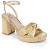 Jewel Badgley Mischka Tyler Womens Adjustable Textured Ankle Strap In Gold