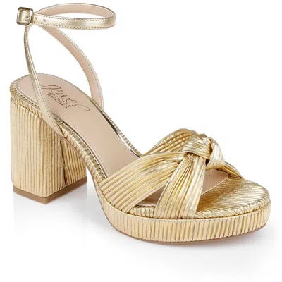 Jewel Badgley Mischka Tyler Womens Adjustable Textured Ankle Strap In Gold