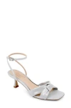 Jewel Badgley Mischka Women's Valarie Square Toe Kitten Heel Evening Sandals In Silver