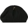 Jewel Badgley Mischka Vale Pleated Tulle And Satin Mini Pouch Clutch In Black