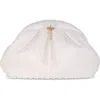 Jewel Badgley Mischka Vale Pleated Tulle And Satin Mini Pouch Clutch In White