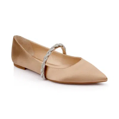 Jewel Badgley Mischka Vana Womensnude Embellished Pointed Toe Flats Rhs9134 In Neutral