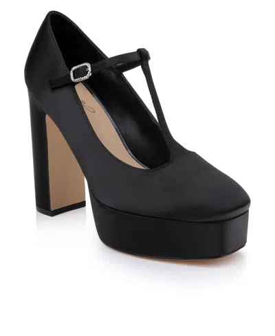 Jewel Badgley Mischka Women's Banks Square Toe Block Heel Platform Pumps In Black