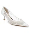 Jewel Badgley Mischka Elena Pointed Cap Toe Pump In White