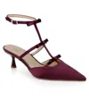 Jewel Badgley Mischka Elisabetta Ankle Strap Pointed Toe Kitten Heel Pump In Burgundy