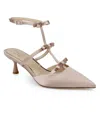 Jewel Badgley Mischka Elisabetta Ankle Strap Pointed Toe Kitten Heel Pump In Pink